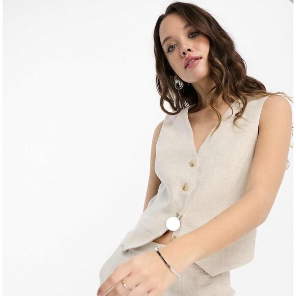 & Other Stories linen mix vest in beige size 10 NEW - Picture 1 of 6